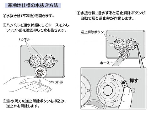 洗濯機用蛇口[壁][2ハンドル混合水栓][洗濯機用混合栓][立ち上がり配管用][寒冷地]