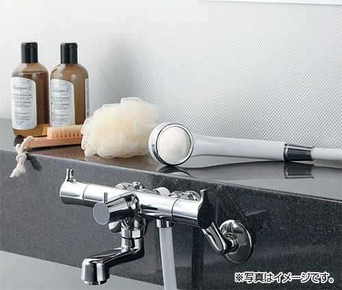 浴室用蛇口 神楽[壁][洗い場専用][2ハンドルシャワーバス混合水栓][一時止水][スパウト70mm][寒冷地]