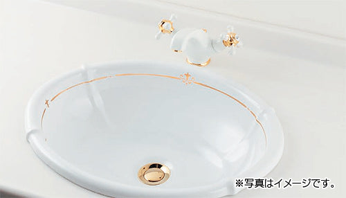洗面用蛇口 鳥[台][2ハンドル混合水栓][スパウト115mm][吐水口高さ97mm][引き棒付][一般地]