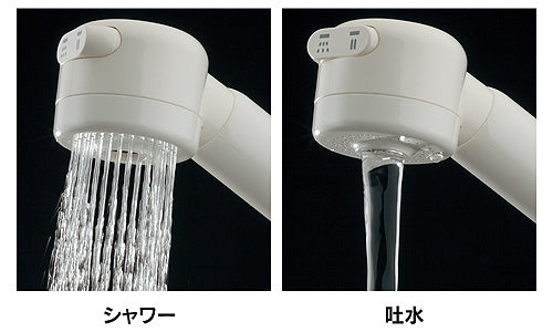 洗面用蛇口[台][シャンプー水栓][2ハンドル混合水栓][スパウト120mm][湯水芯102mm][ホース式][一般地]