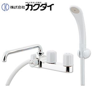 浴室用蛇口[台][浴槽・洗い場兼用][デッキ形][2ハンドルシャワーバス混合水栓][湯水芯85mm][スパウト220mm][左右組み替え兼用][一般地]