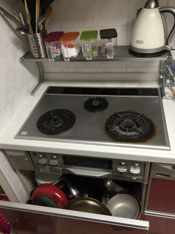 ガスコンロ交換工事　大阪府堺市北区　RHS71W15G7R3-STW-13A - Before
