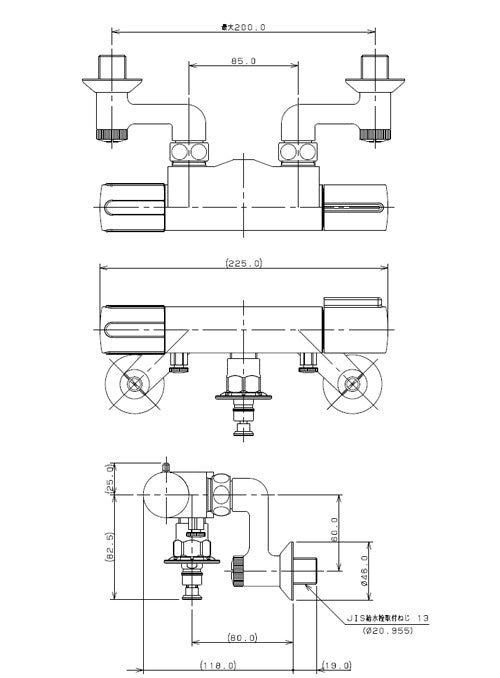 洗濯機用蛇口[壁][洗濯機用サーモスタット混合栓][ストッパー付][寒冷地]