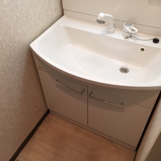 洗面化粧台交換・止水栓交換（搬入・運搬含む）　東京都中野区　GQM75KSCW-GQM75K1SMK - After