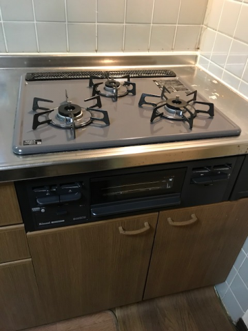 ビルトインガスコンロ交換工事　大阪府八尾市　RB32AM4H2S-BW-13A