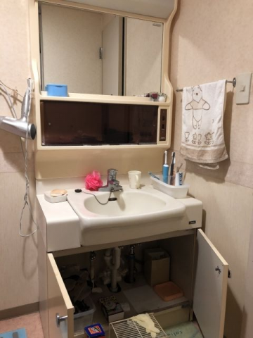 洗面化粧台交換工事　東京都江東区　GQM75KSCW-GQM75K3SMK - Before