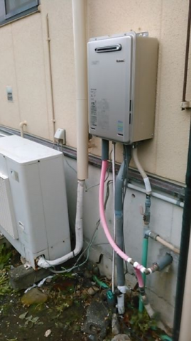 ガス給湯器交換工事　静岡県榛原郡吉田町　RUX-E2406W-set-LPG - After