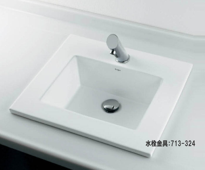 洗面器単品[オーバーカウンター式][角形][水栓取付穴径:φ35][中央1ヶ所][Luju]