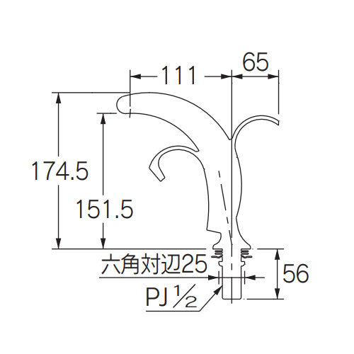 洗面用蛇口 DaReya[台][単水栓][立水栓][吐水口高さ152mm][国産バナナ][一般地]
