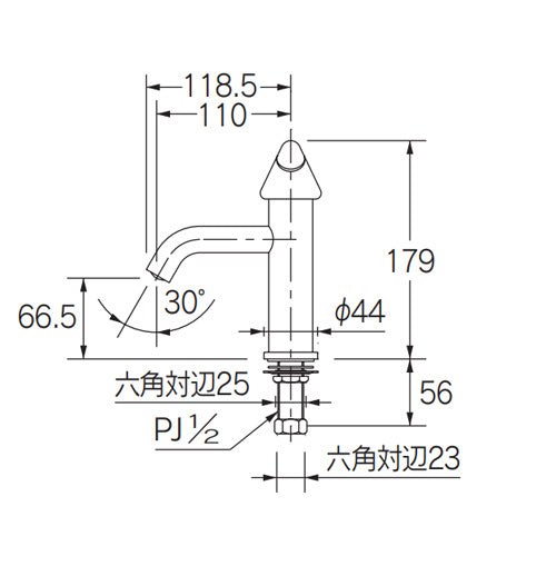 洗面用蛇口 DaReya[台][単水栓][立水栓][ピノキーニ][スパウト110mm][吐水口高さ67mm][一般地]
