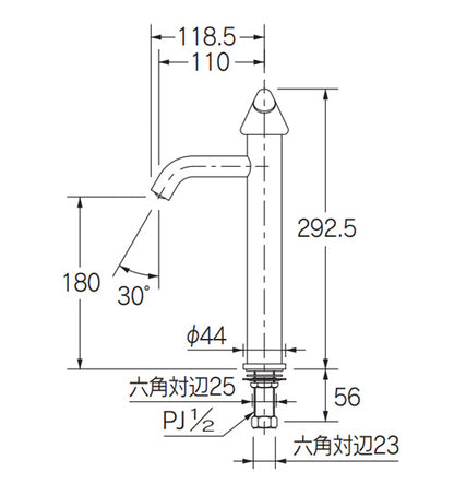 洗面用蛇口 DaReya[台][単水栓][立水栓][ピノキーニ][スパウト110mm][吐水口高さ180mm][トール][一般地]