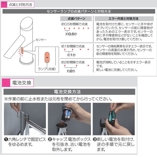 洗面用蛇口[台][自動水栓][単水栓][センサー水栓][乾電池][スパウト112mm][吐水口高さ224mm][トール][一般地]
