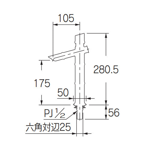 洗面用蛇口 竹里[台][単水栓][自閉立水栓][スパウト105mm][吐水口高さ175mm][トール][若竹][一般地]