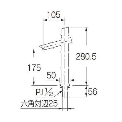 洗面用蛇口 竹里[台][単水栓][自閉立水栓][スパウト105mm][吐水口高さ175mm][トール][若竹][一般地]