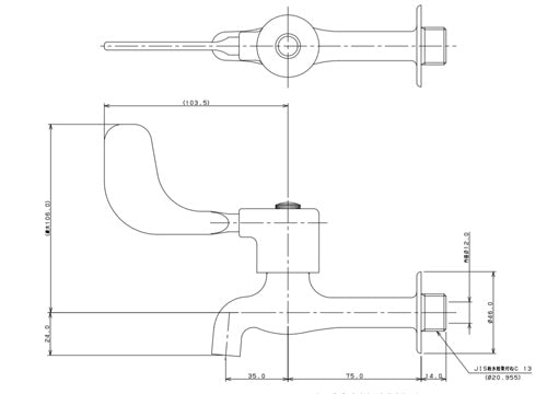 洗面用蛇口[壁][単水栓][レバー式胴長横水栓][スパウト110mm][介護施設向き][一般地寒冷地共用]