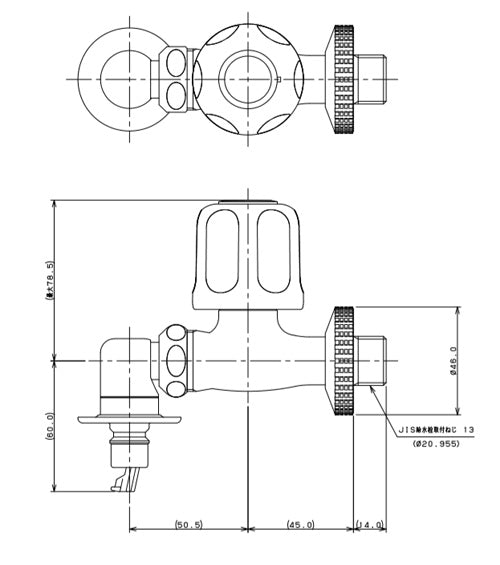 洗濯機用蛇口[壁][単水栓][洗濯機用水栓][ストッパー付]