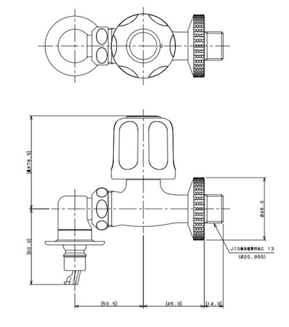 洗濯機用蛇口[壁][単水栓][洗濯機用水栓][ストッパー付]