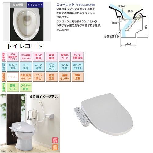 簡易水洗トイレセット ニューレット+サンウォッシュ[紙巻器付][袖付きタイプ][寒冷地][ラブリーホワイト]