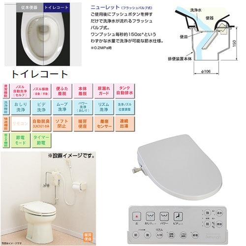 簡易水洗トイレセット ニューレット+サンウォッシュ[紙巻器付][リモコンタイプ][一般地][ラブリーホワイト]