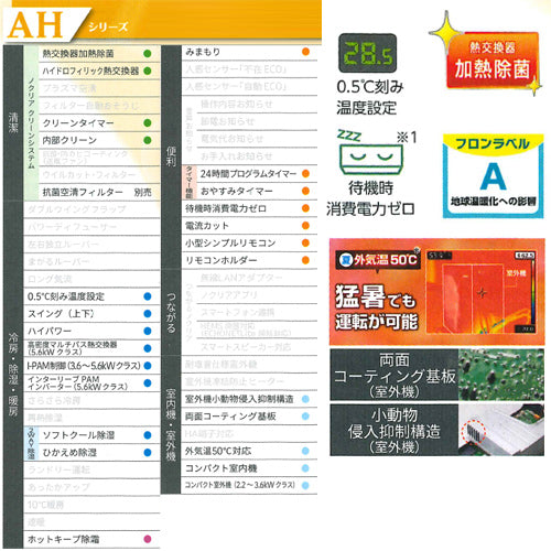 【台数限定】【SALE】ルームエアコン[AHシリーズ][100V][6畳][2.2kW][ノクリア][2025年モデル]