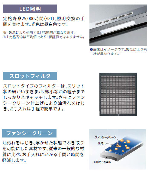 ●レンジフード スタンダードシリーズ[シロッコファン][幅75cm][総高さ60cm][ブーツ型][前幕板付属][ホワイト]