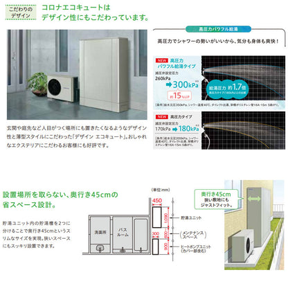 ♪【10年保証付】【工事費込】エコキュート[脚部カバー付属][フルオート][300L][薄型][デザインエコ][パワフル高圧][一般地][シルバー][リモコンセット][スマイル10]