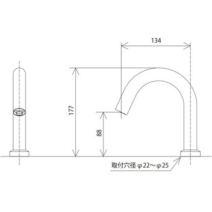 洗面用蛇口 E1700シリーズ[台][センサー水栓][自動水栓][単水栓][乾電池][ロングタイプ][吐水口高さ177ミリ][マットブラック][一般地]