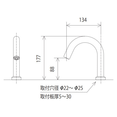 洗面用蛇口 E1700シリーズ[台][センサー水栓][自動水栓][単水栓][乾電池][ロングタイプ][吐水口高さ177ミリ][一般地]