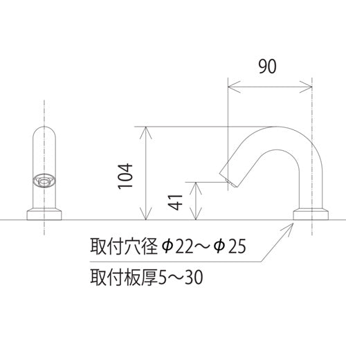 洗面用蛇口 E1700シリーズ[台][センサー水栓][自動水栓][単水栓][乾電池][コンパクトタイプ][吐水口高さ104ミリ][一般地]