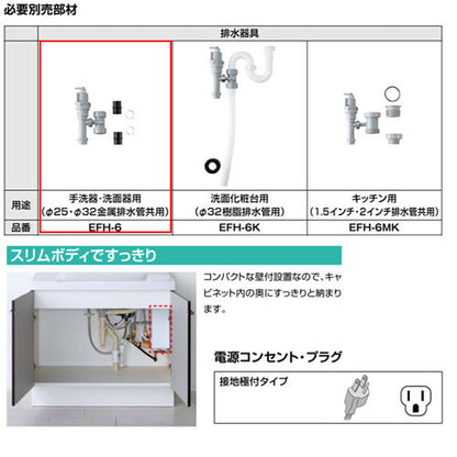 即湯システム[1L][手洗器・洗面器用][排水金具セット]