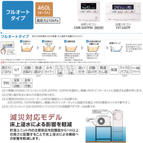 ♪【10年保証付】【工事費込】【近畿エリア限定】エコキュート[高置台セット][フルオート][460L][角型][標準圧][減災対応モデル][一般地][無線リモコン脚部カバー][スマイル10]