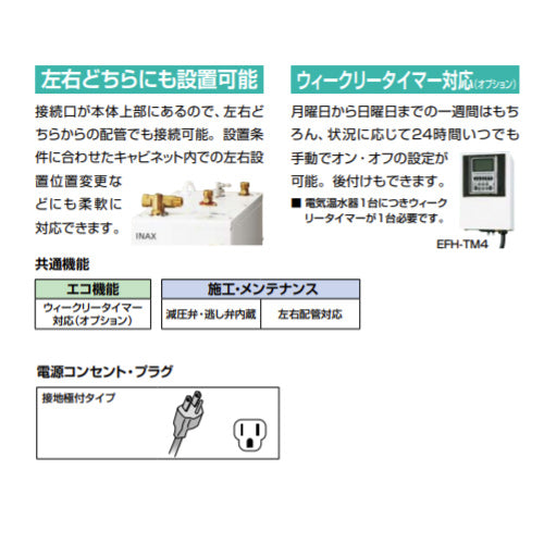 小型電気温水器 ゆプラス[床置設置][洗面化粧台用][スタンダードタイプ][本体+排水器具][100V][12L][わきあげ温度:約60度][タイマー][φ32樹脂製排水管]