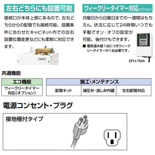 小型電気温水器 ゆプラス[床置設置][ミニキッチン用][コンパクトタイプ][本体+排水器具][100V][6L][わきあげ温度:約60度][ネジ径50A(2インチ)・ネジ径40A(1.5インチ)排水管共用]