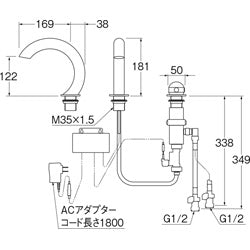 洗面用蛇口 Aquage[台][サーモスタット付混合水栓][自動水栓][スパウト169mm][湯水芯120mm][一般地]