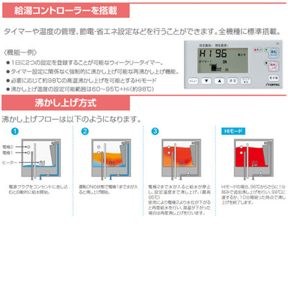 小型電気温水器 EWRシリーズ[壁掛][開放式][キッチン用][単相200V][4.0kW][65L][わきあげ温度:60～95度+Hi]