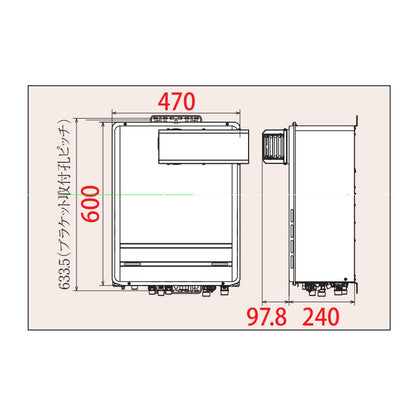 ●ガスふろ給湯器[エコジョーズ][本体のみ][アルコーブ設置型][ブライツ][フルオート][16号][15A][都市ガス]