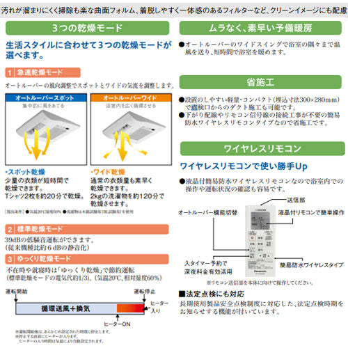 ●バス換気乾燥機[電気式][天井埋込型][常時換気機能付][コンパクトタイプ][1室用][100V]