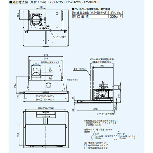 レンジフード[シロッコファン][幅75cm][スリム型][シルバー]
