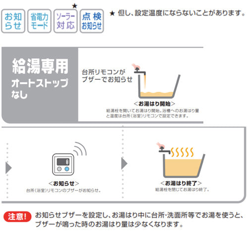 ガス給湯器[台所リモコンセット][PS扉内設置型][後方排気][給湯専用][16号][15A][プロパンガス]