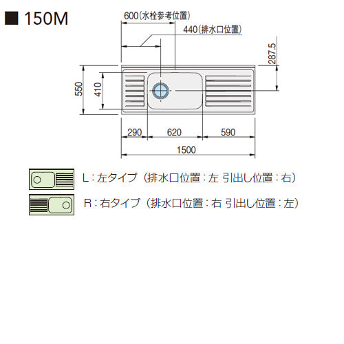 流し台[クリンプレティ][木製キャビネット][間口150cm][奥行55cm][ホワイト]