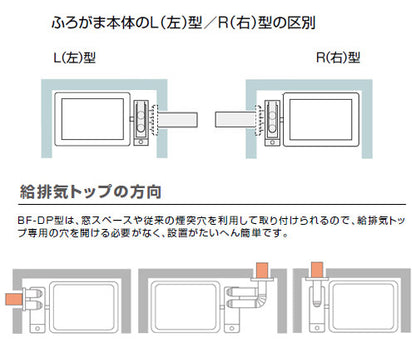 ガスふろがま[給排気管セットB][側方給排気用][バランス釜][浴室内設置][5.9号][シャワー付][左型][都市ガス]