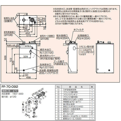 石油給湯器[本体+FF用給排気筒付属][給湯専用][手動][減圧式][屋内据置型][上方排気][強制給排気][3万キロ]