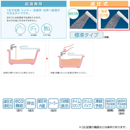石油給湯器[本体のみ][給湯専用][手動][減圧式][屋外据置型][屋内据置型][3万キロ][ステンレス外装]