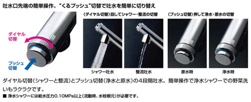 キッチン用蛇口 AJタイプ[台][浄水器内蔵シングルレバー混合水栓][分岐形][エコハンドル][ホース引出し式][吐水口243mm][寒冷地]