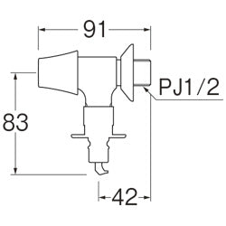洗濯機用蛇口[壁][単水栓][洗濯機用水栓][ストッパー付][送り座付][一般地]
