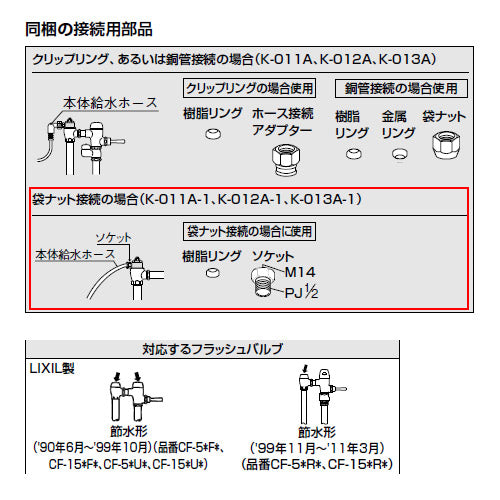 フラッシュバルブアダプター[止水栓分岐タイプ][シャワートイレ専用][袋ナット接続][トイレ部材]
