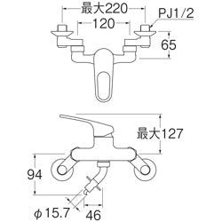 洗濯機用蛇口[壁][シングルレバー混合栓][洗濯機用水栓][ストッパー付][一般地]