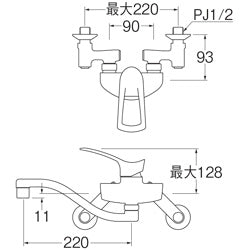 キッチン用蛇口[壁][シングルレバー混合水栓][エコ位置クリック][スパウト220mm][寒冷地]
