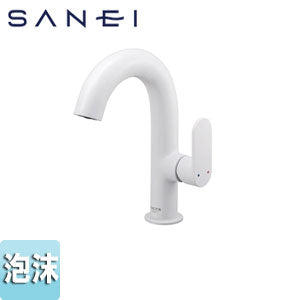 ●洗面用蛇口 MONOTON[台][シングルレバー混合水栓][泡沫][取付穴径：φ35?39][スパウト137mm][白練][一般地]