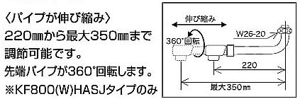 浴室用蛇口[壁][浴槽・洗い場兼用][KF800HAシリーズ][サーモスタット付シャワーバス混合水栓][めっき仕様][一般地]